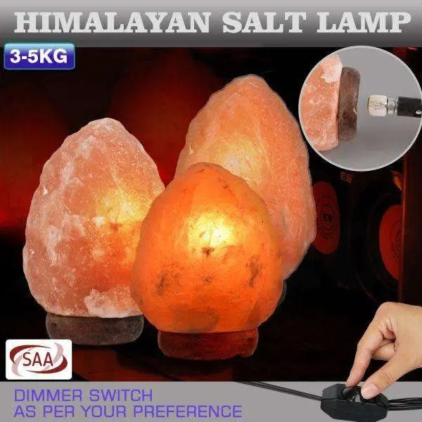 3 5 Kg Himalayan Salt Lamp Rock Crystal Natural Light Dimmer Switch Cord Globes