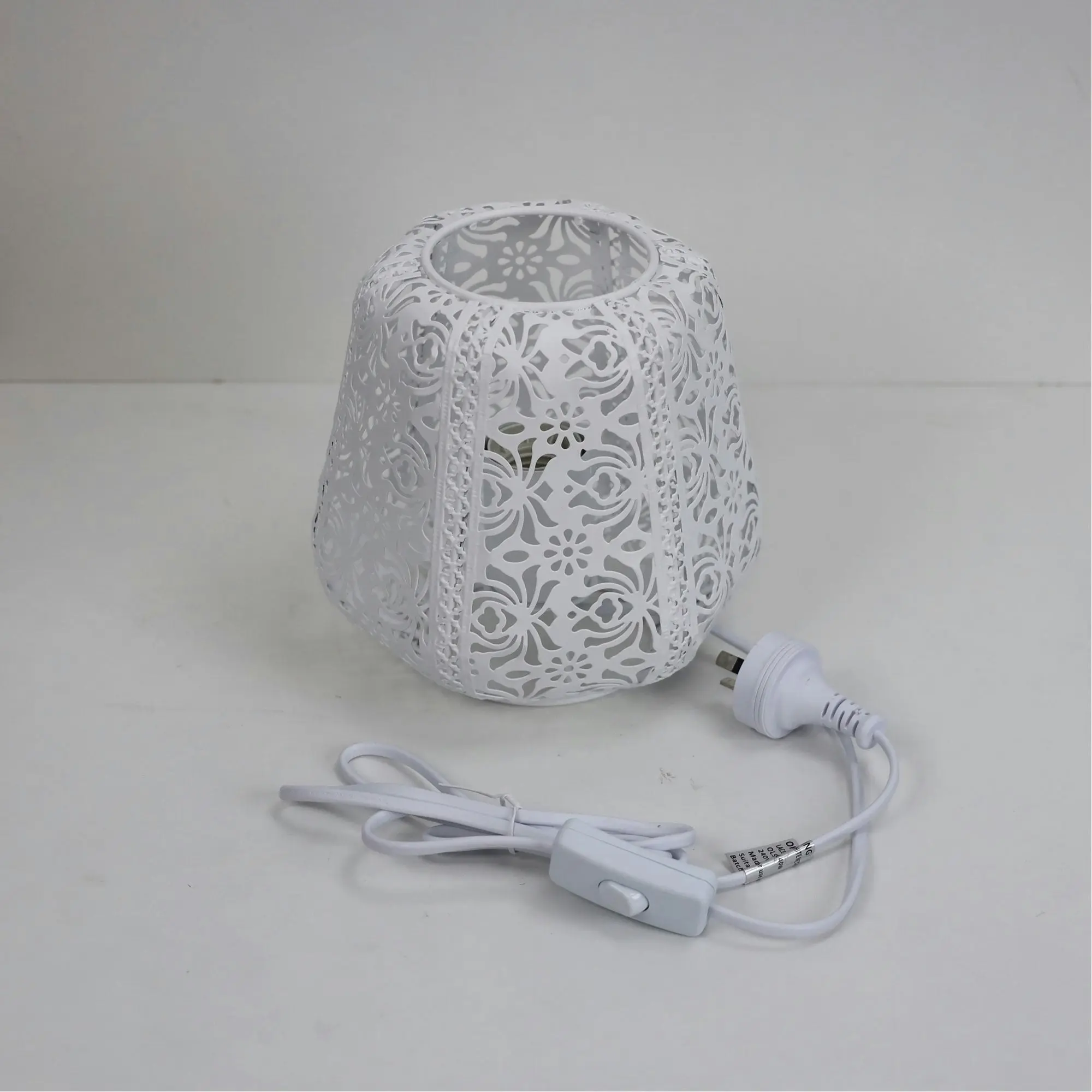 LACE White Floral Laser Cut Metal Lamp