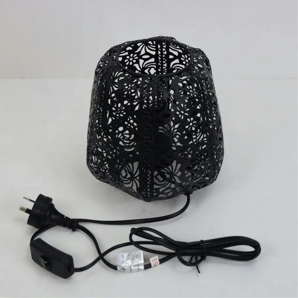 LACE Black Floral Laser Cut Metal Lamp