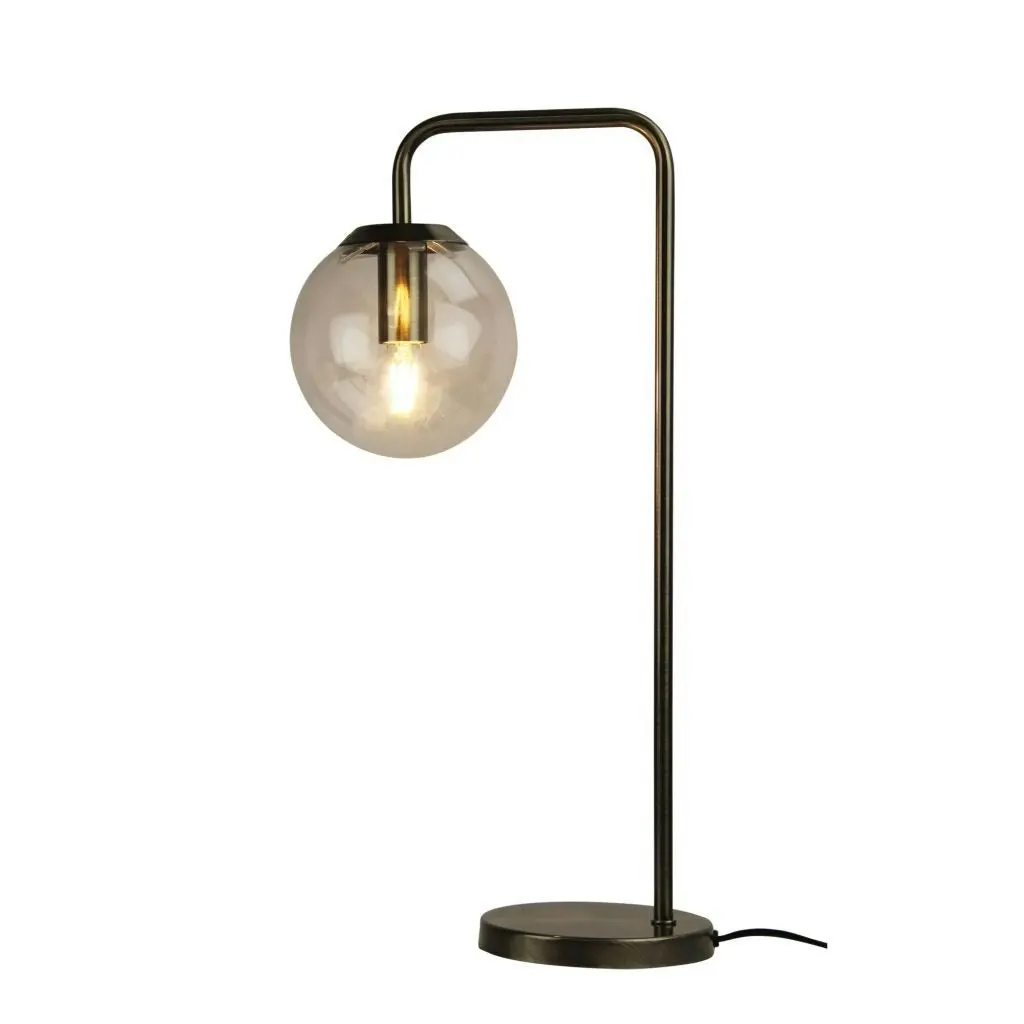 NEWTON LAMP Contemporary Clear Glass Lamp Antique Brass