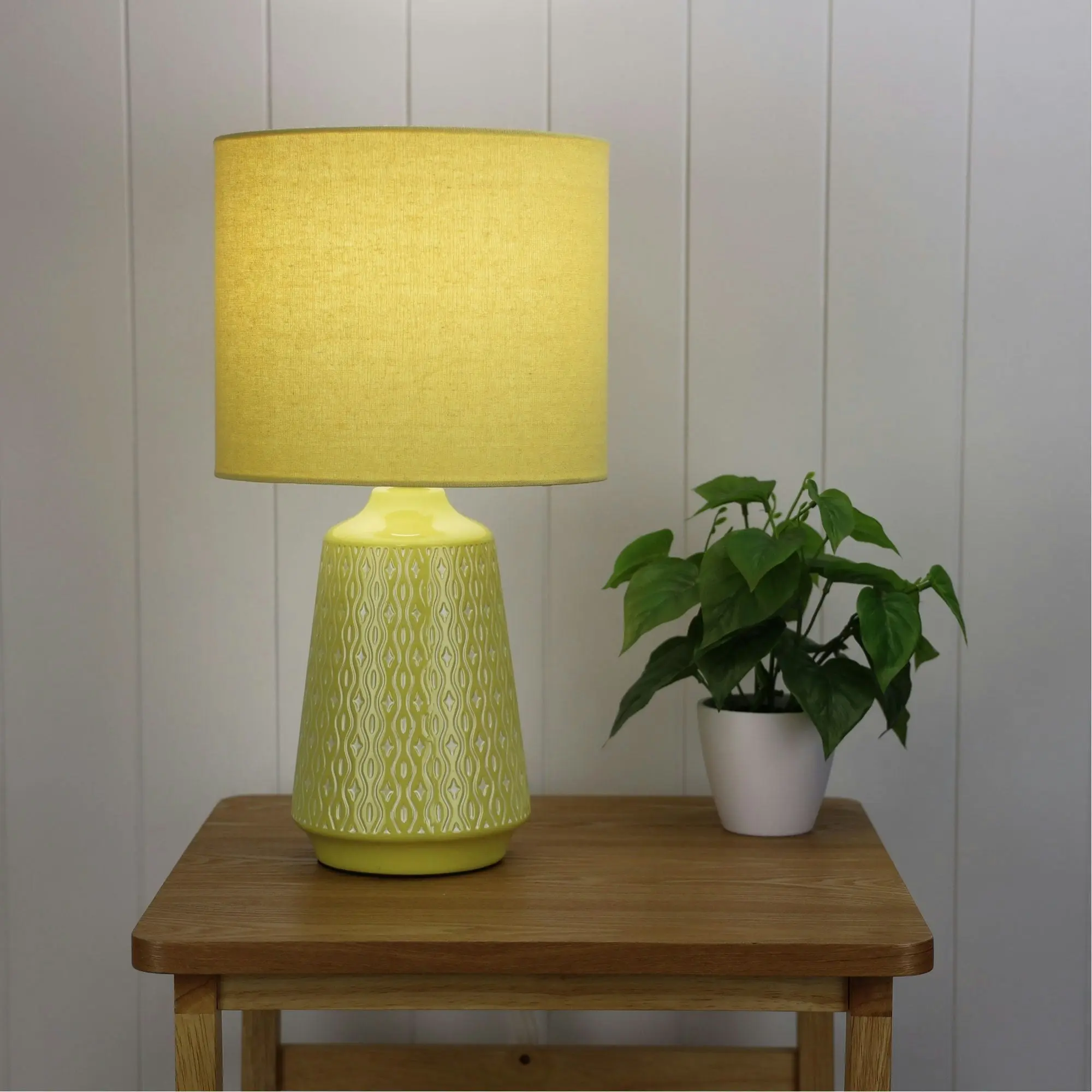 MOANA Ceramic Table Lamp with Shade Yellow