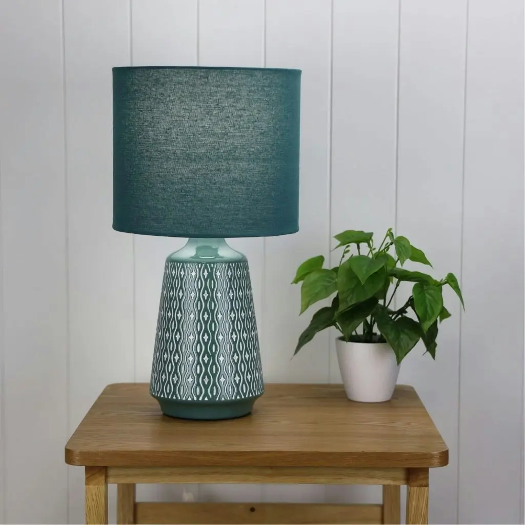 MOANA Ceramic Table Lamp with Shade Green