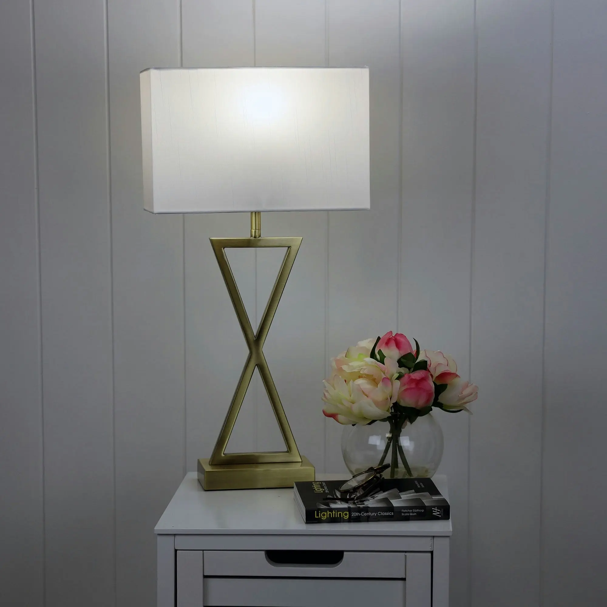 KIZZ Antique Brass Complete Bedside Lamp