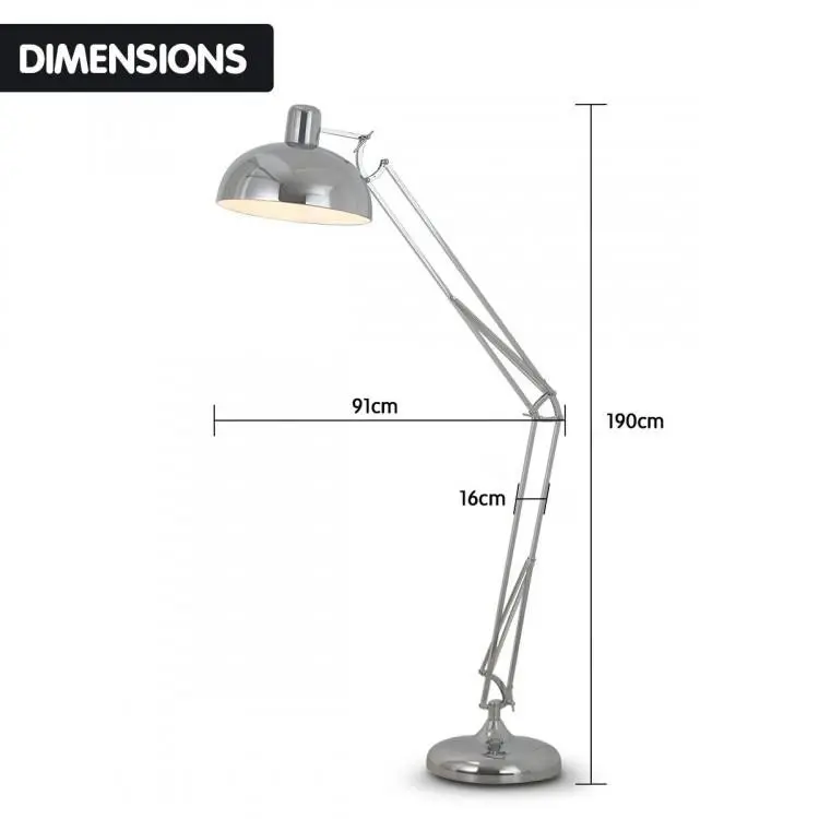 Metal Architect Floor Lamp Shade Adjustable Height   Chrome