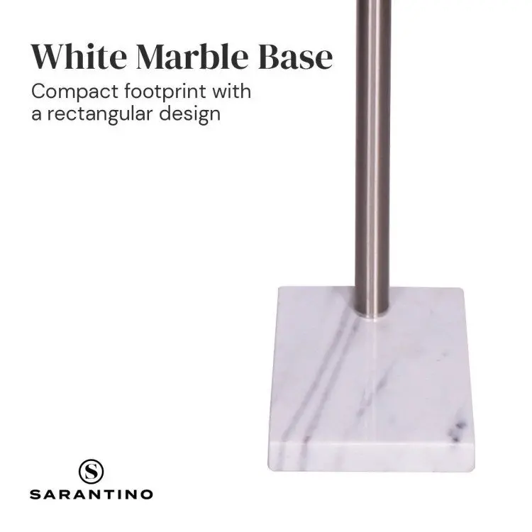 Sarantino 3 Light Metal Arc Floor Lamp   Nickel & Marble Finish