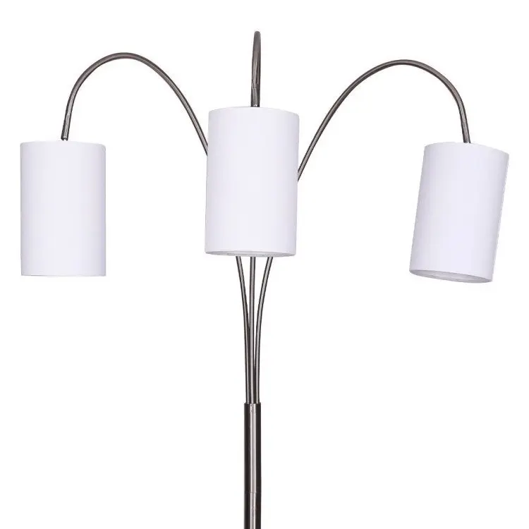 Sarantino 3 Light Metal Arc Floor Lamp   Nickel & Marble Finish