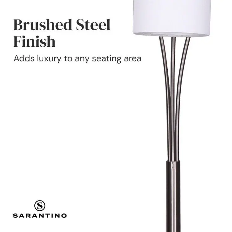 Sarantino 3 Light Metal Arc Floor Lamp   Nickel & Marble Finish