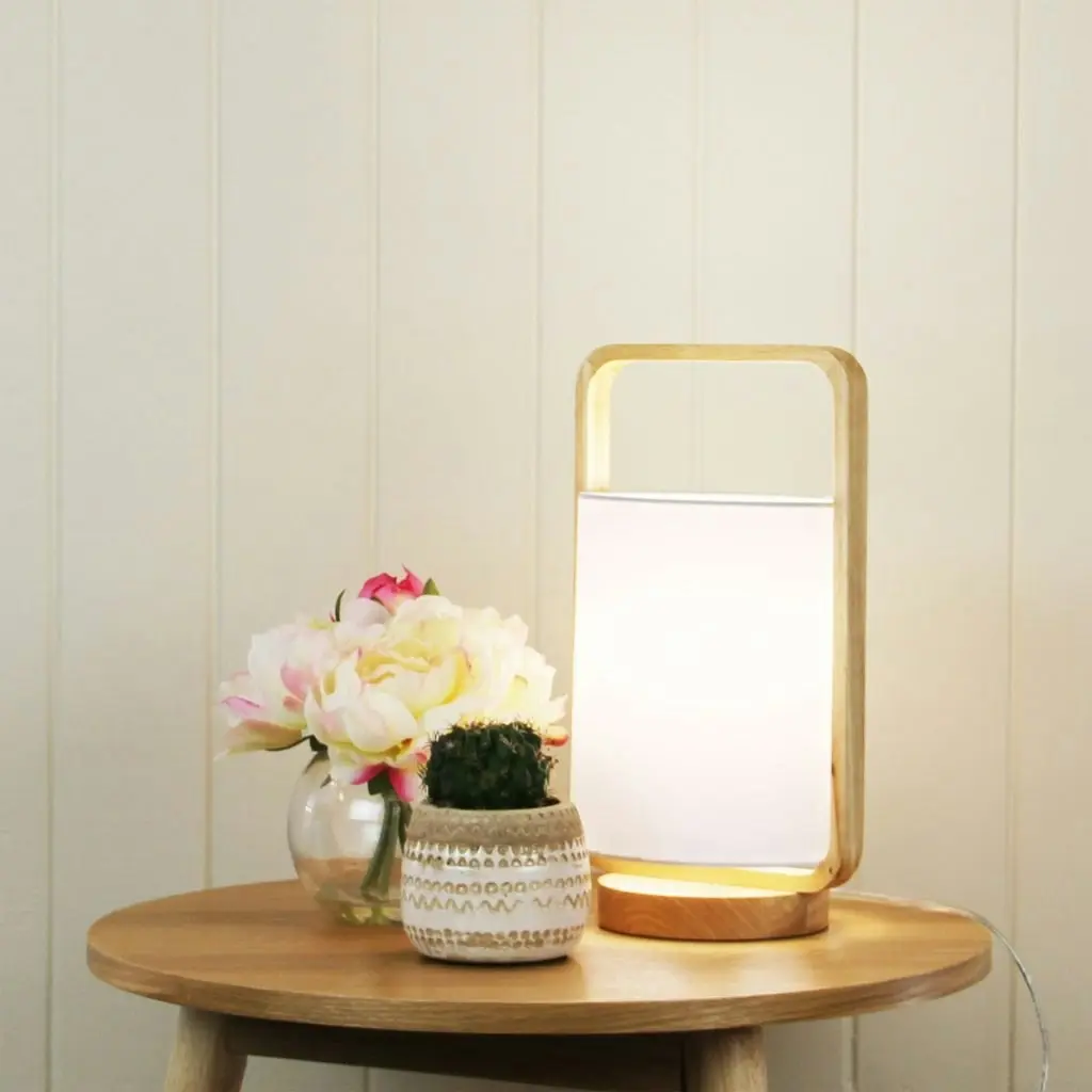 LUCIA Natural Timber and White Cotton Lamp