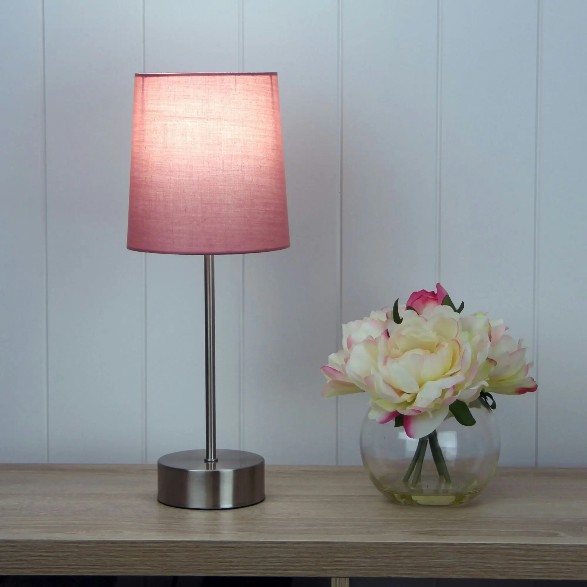 Lancet ON-OFF Touch Lamp Pink Shade