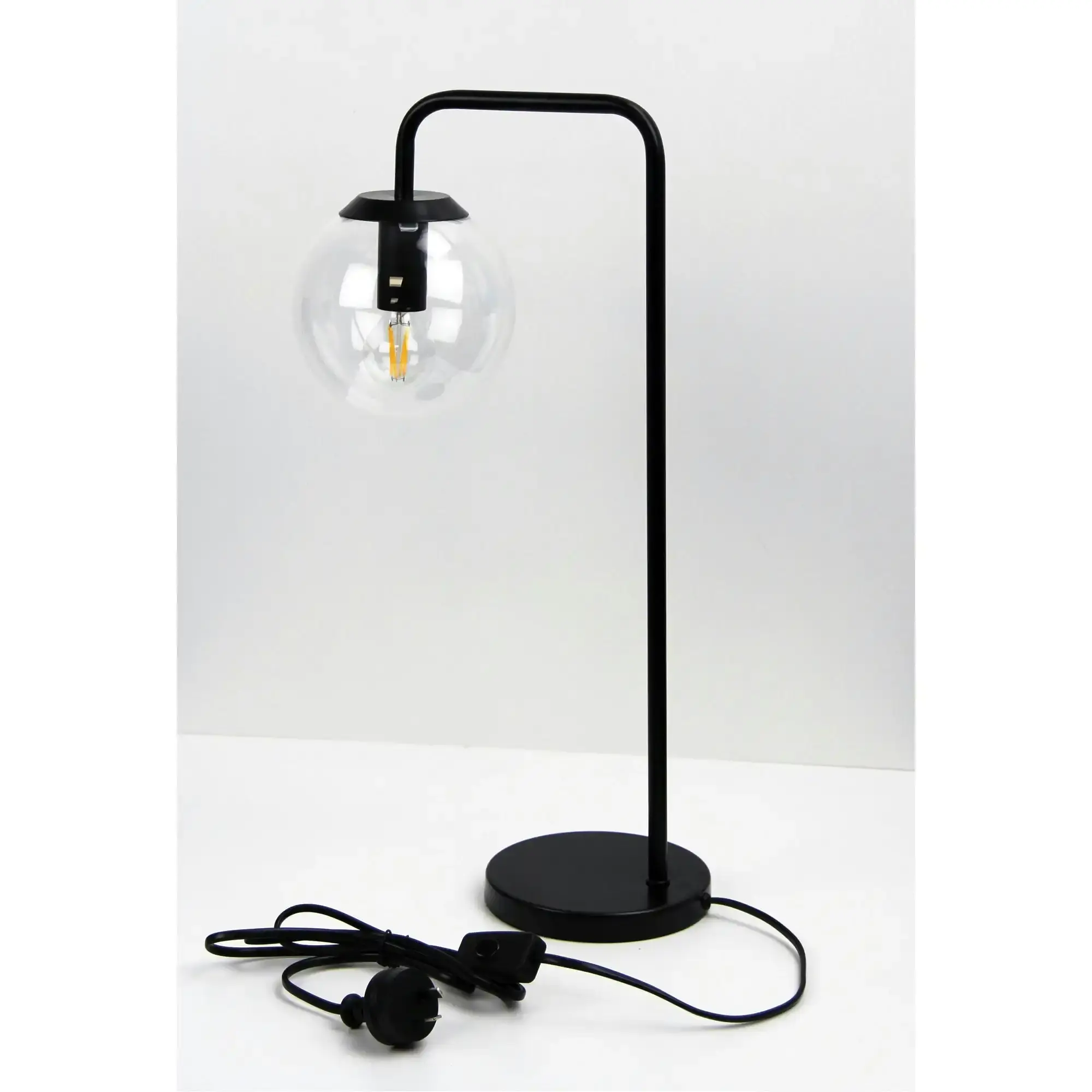 NEWTON LAMP Contemporary Clear Glass Lamp Black