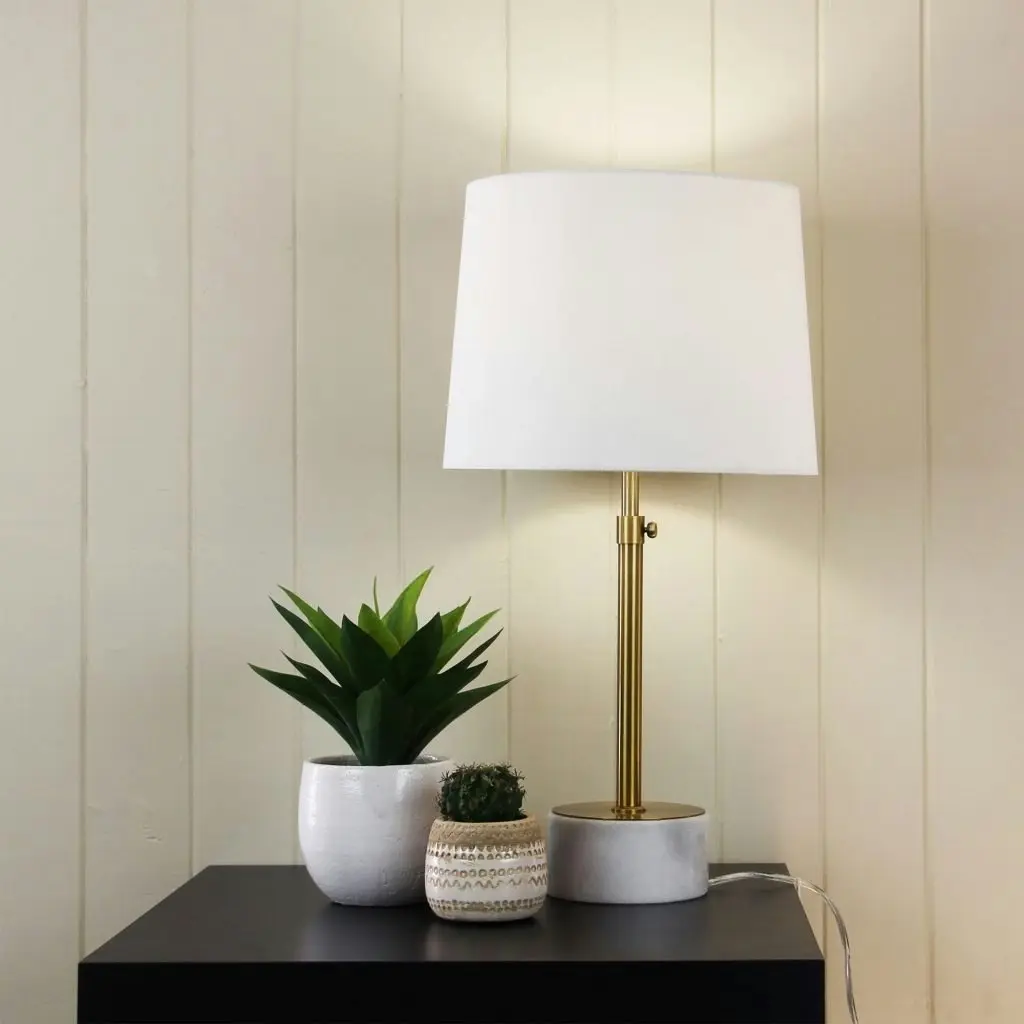 UMBRIA Height Adjustable Scandi Lamp in Antique Brass