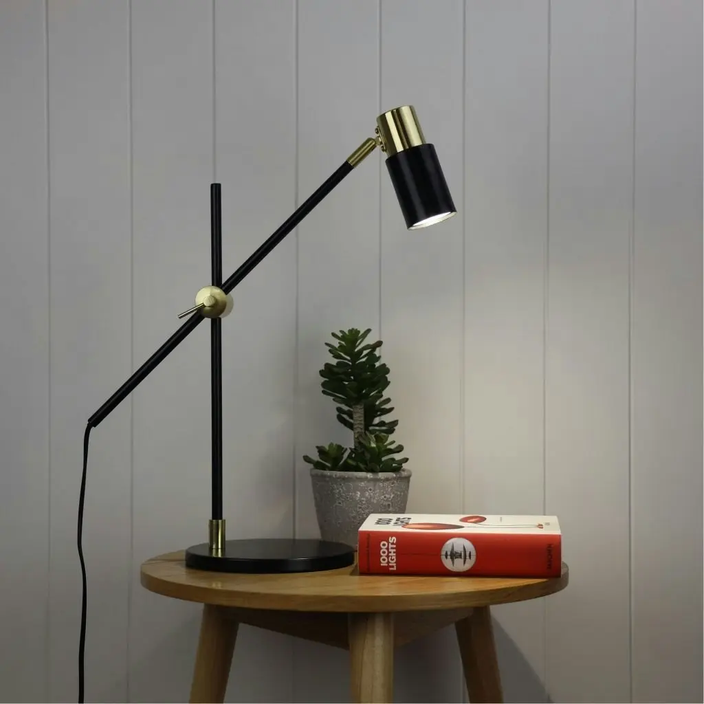 CHARLIE LED GU10 Desk Lamp Satin Brass