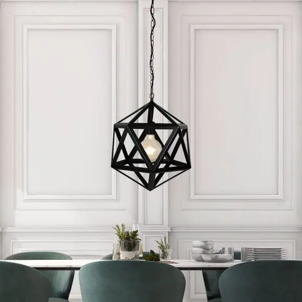 GEO 1 Geometric Single Pendant Matt Black