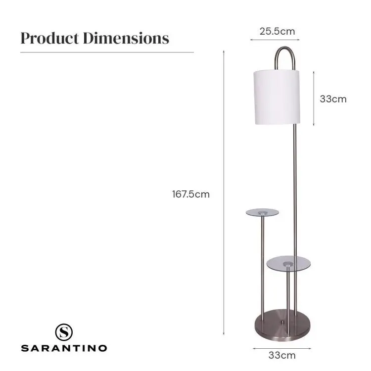 Sarantino Metal Floor Lamp With Glass Shelves