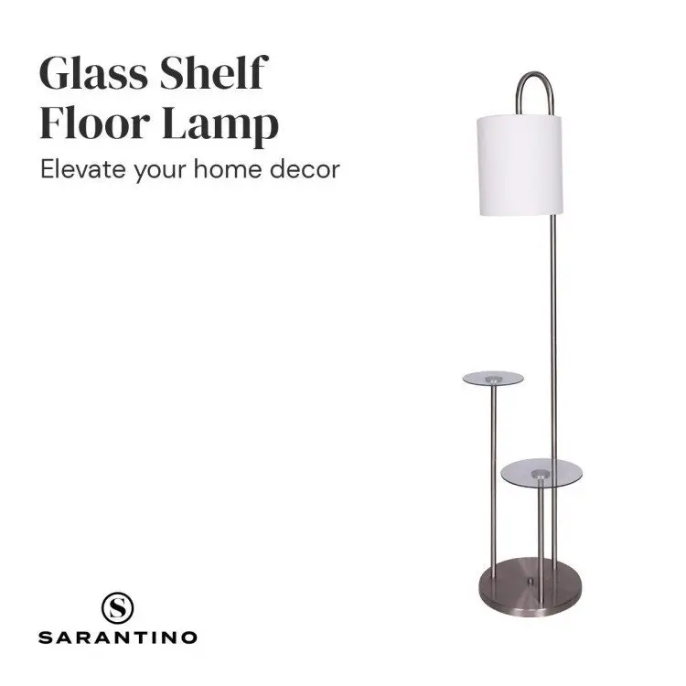 Sarantino Metal Floor Lamp With Glass Shelves