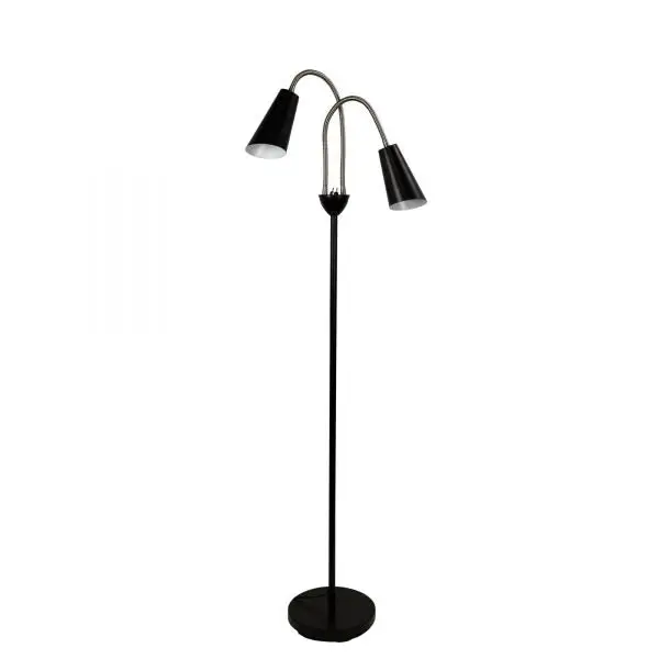 WALT Twin Flexible Neck Lamp Black with Brushed Chrome