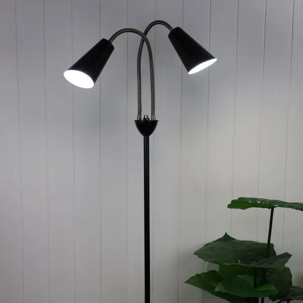 WALT Twin Flexible Neck Lamp Black with Antique Brass