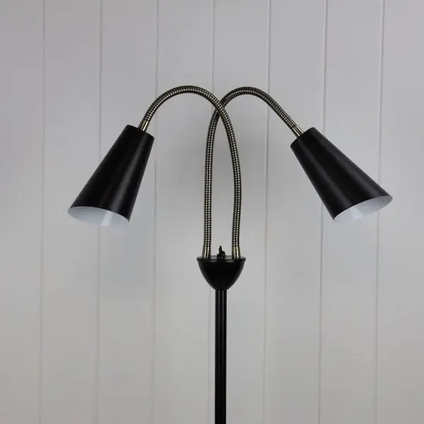 WALT Twin Flexible Neck Lamp Black with Antique Brass