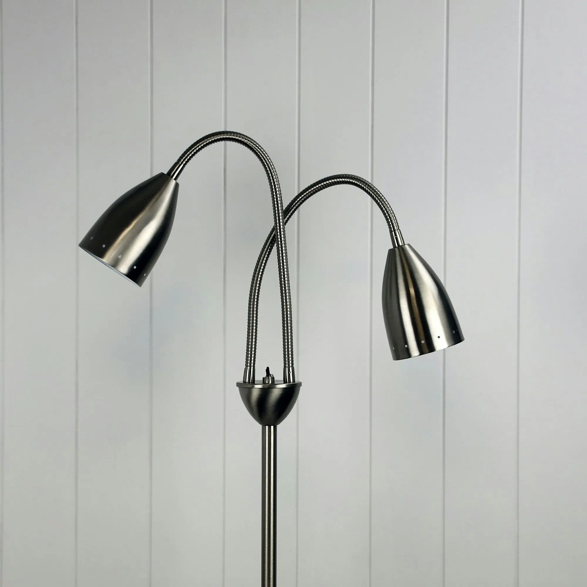 STAN Twin Flexible Neck Lamp Brushed Chrome