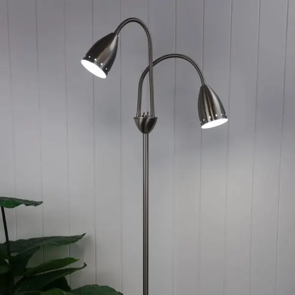 STAN Twin Flexible Neck Lamp Brushed Chrome