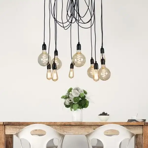 PHILLY 10 LIGHT Black Retro Industrial Multi 180cm Suspension