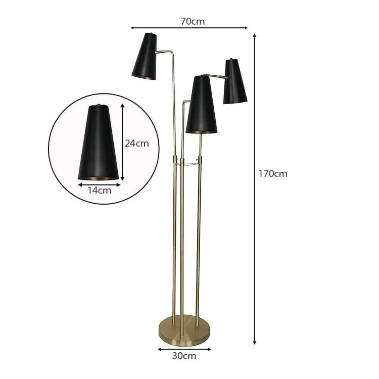 Sarantino Three Metal Shade Floor Lamp