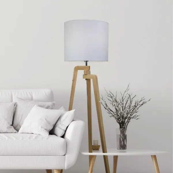 LUND FLOOR LAMP Scandi Inspired Timber Tripod Lamp with Shade