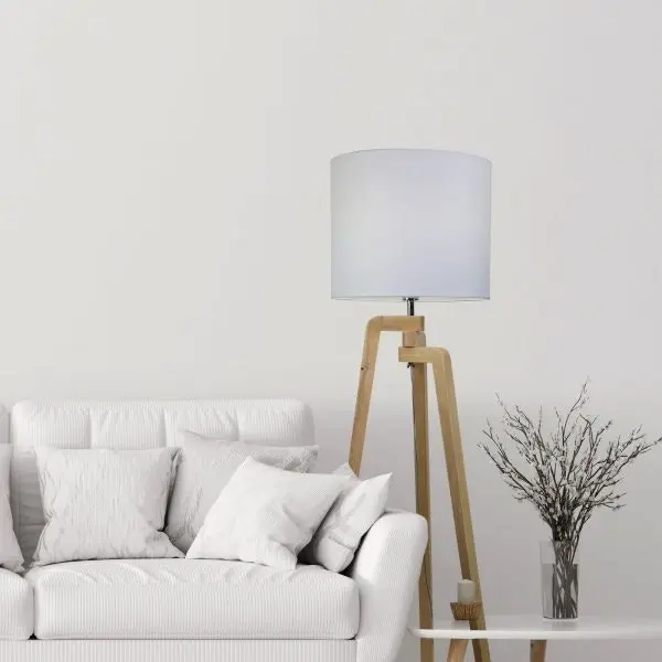 LUND FLOOR LAMP Scandi Inspired Timber Tripod Lamp with Shade