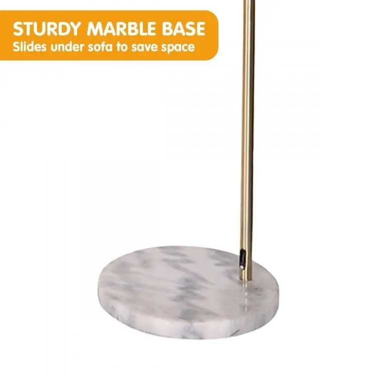 Sarantino Metal Arc Floor Lamp Antique Brass With Marble Base