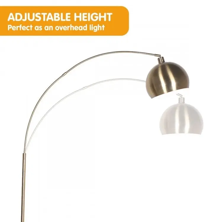 Sarantino Metal Arc Floor Lamp Antique Brass With Marble Base