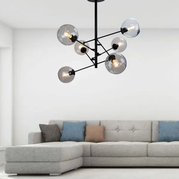 RIPLEY.6 6-Light Satellite Pendant Black