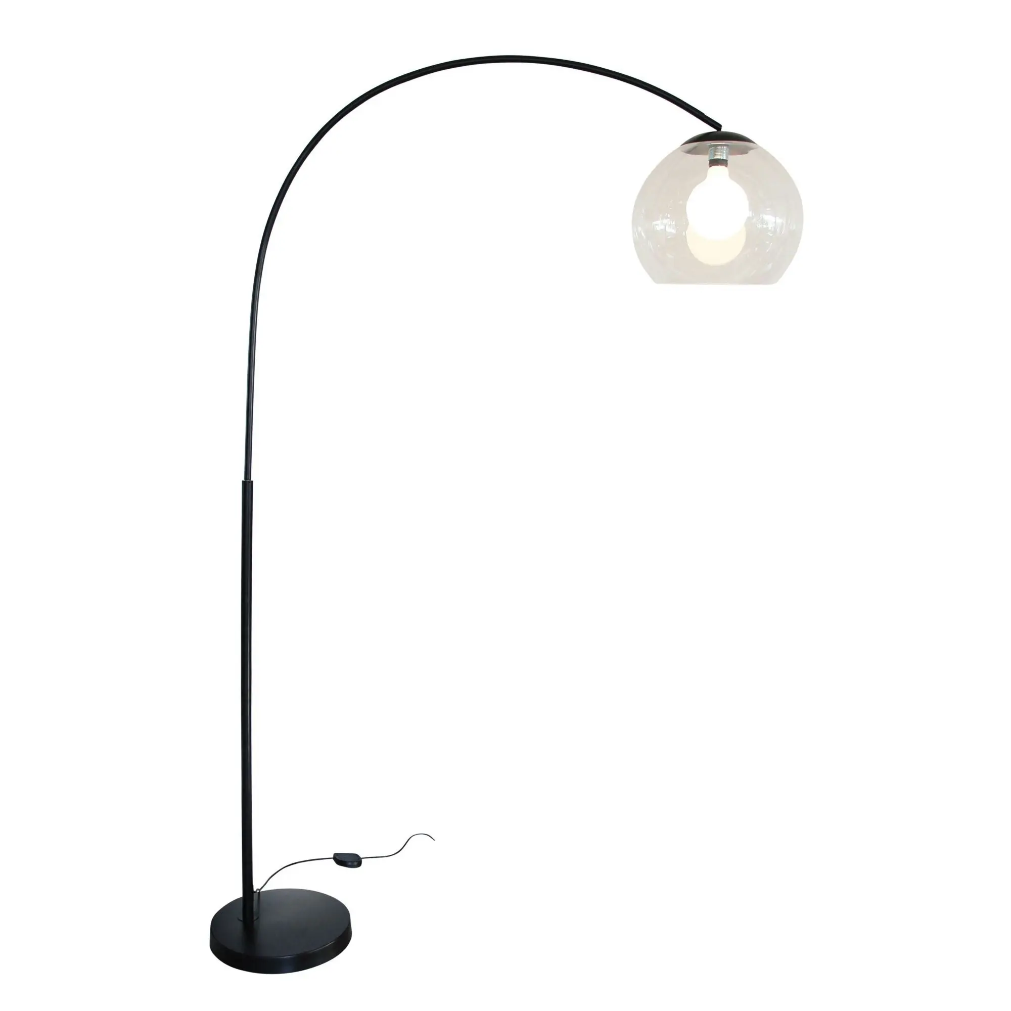 OVER Black Arc Lamp with Acrylic Shade