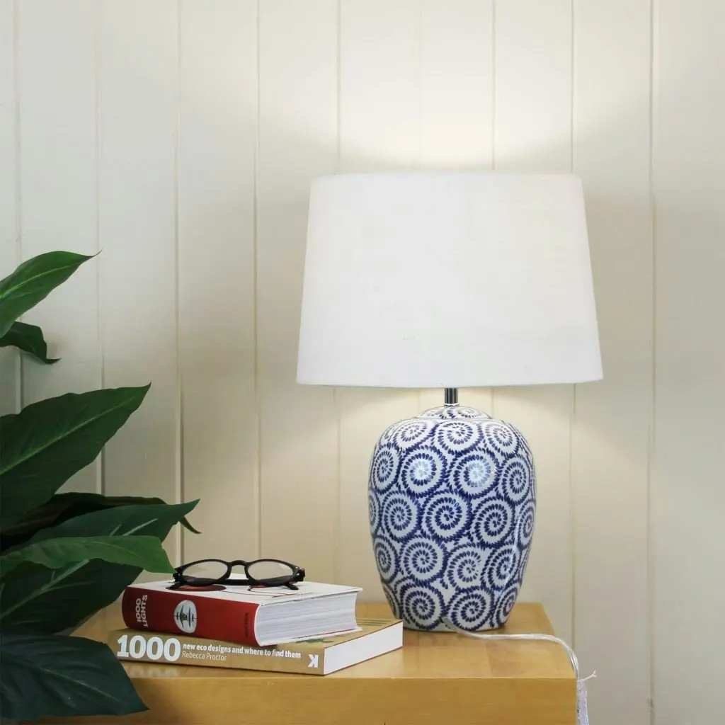 PIPPI Ivory and Blue Ceramic Table Lamp