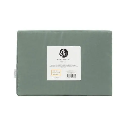 Accessorize Washed Cotton Fitted Sheet Set - OLIVE