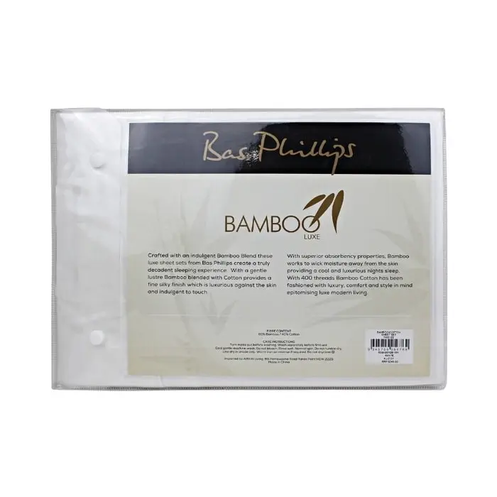 Bas Phillips Bamboo & Cotton 400TC Blend Sheet Set - WHITE