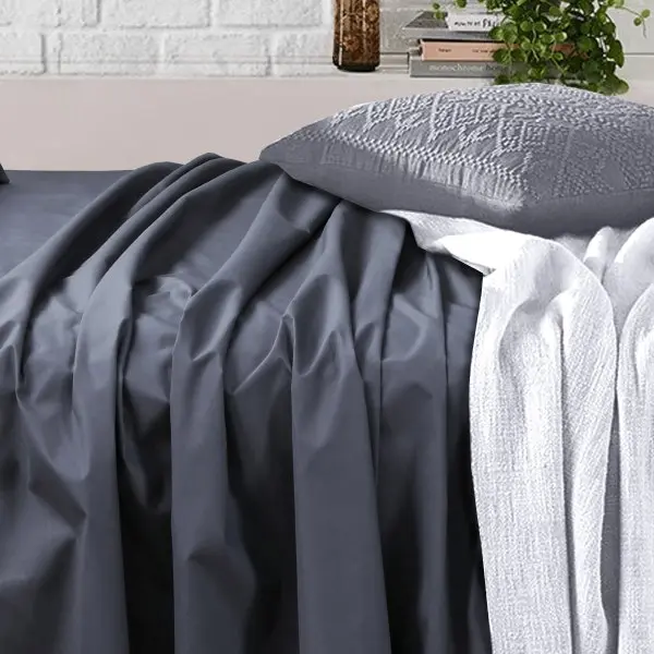 Amsons Charcoal Bedsheets Set- Flat & Fitted Sheets With Pillowcases