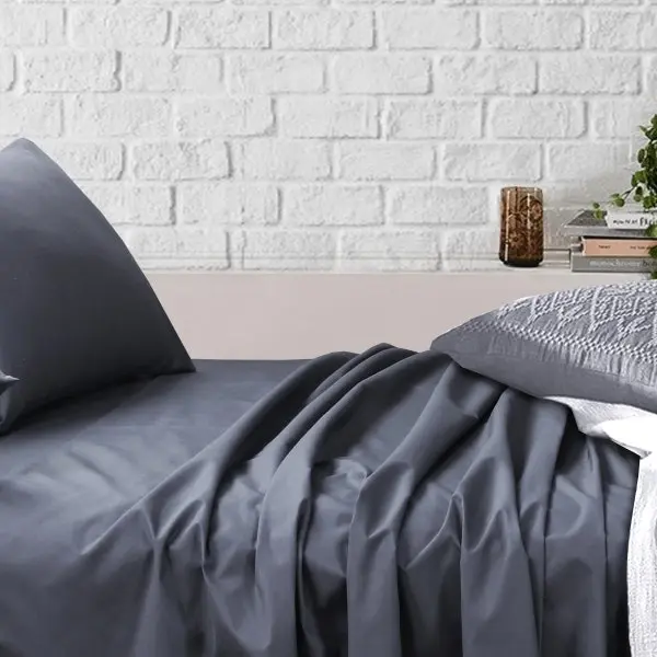 Amsons Charcoal Bedsheets Set- Flat & Fitted Sheets With Pillowcases