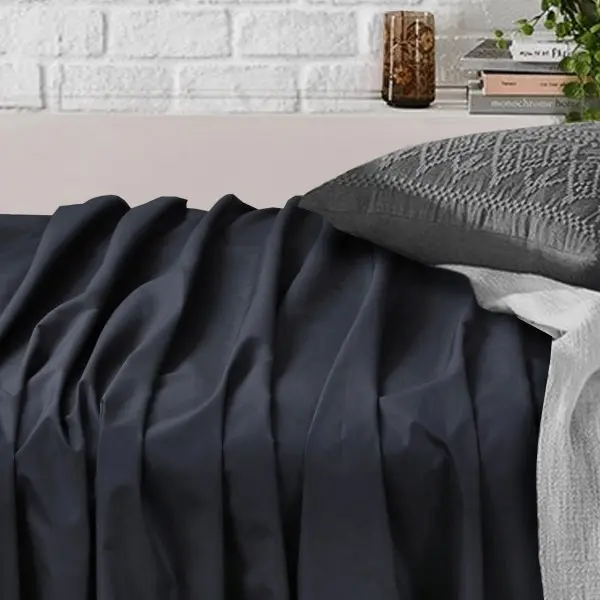 Amsons Black Bedsheets Set- Flat & Fitted Sheets With Pillowcases