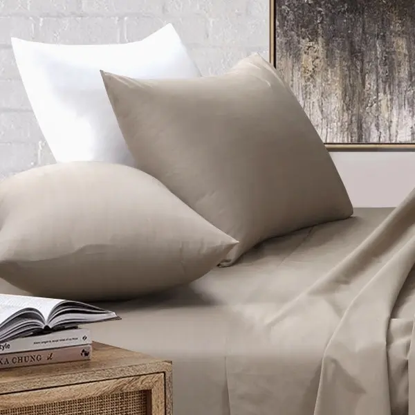 Amsons Beige Bedsheets Set- Flat & Fitted Sheets With Pillowcases