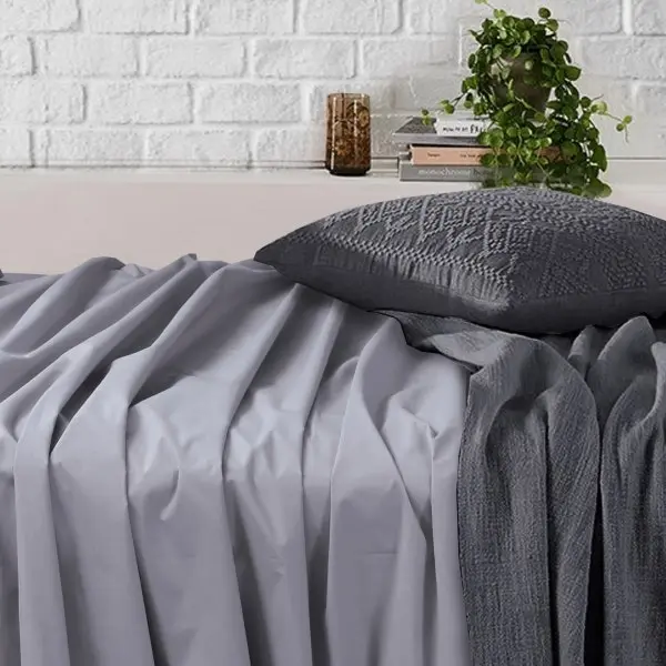 Amsons Light Grey Bedsheets Set- Flat & Fitted Sheets With Pillowcases