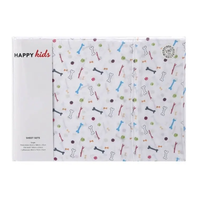 Happy Kids Bones Printed Microfibre Sheet Set