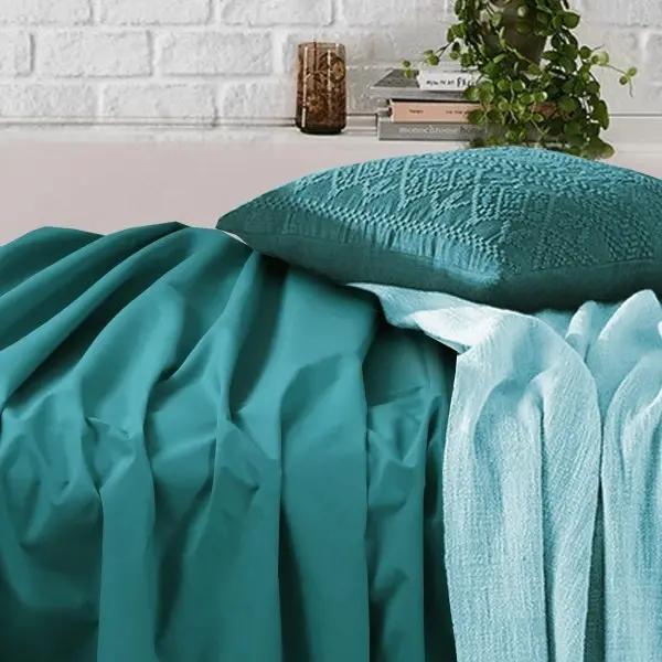 Amsons Teal Bedsheets Set- Flat & Fitted Sheets With Pillowcases