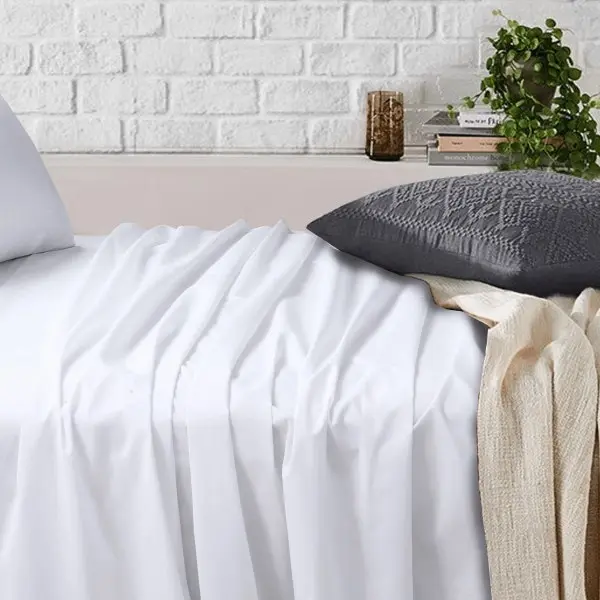 Amsons White Bedsheets Set- Flat & Fitted Sheets With Pillowcases