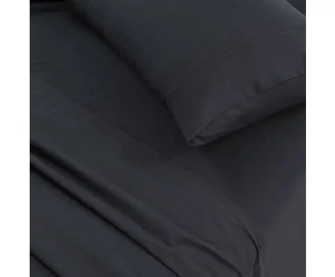 Elan Linen 100% Egyptian Cotton Vintage Washed 500TC Sheets Set - Charcoal