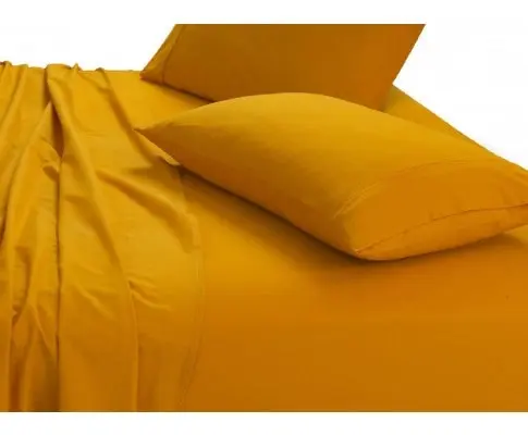 Elan Linen 100% Egyptian Cotton Vintage Washed 500TC Sheets Set - Mustard