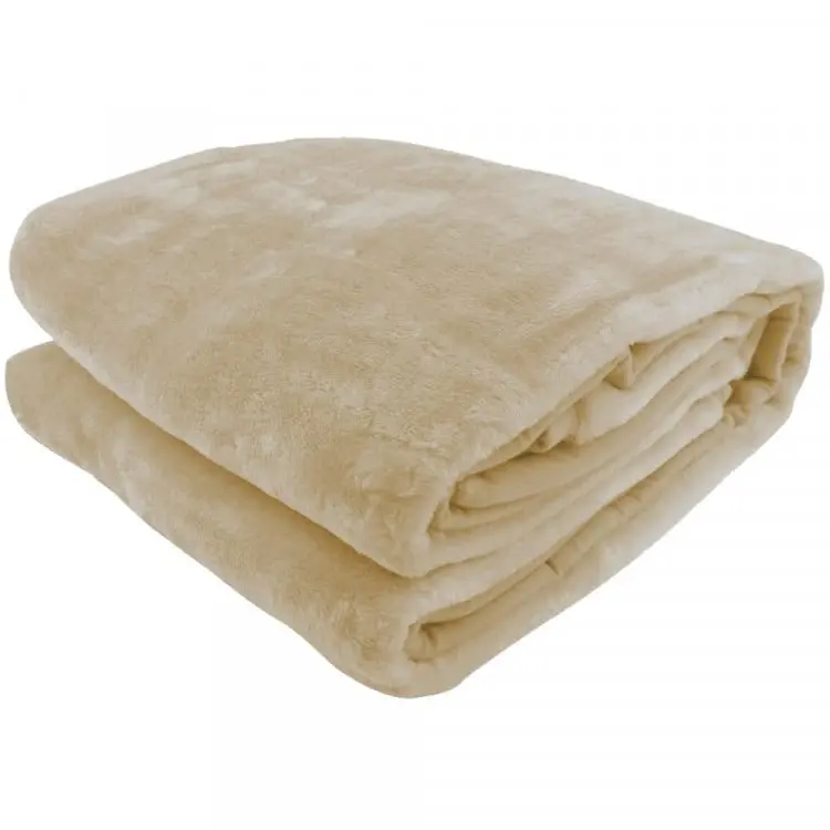 Laura Hill 600gsm Large Double Sided Queen Faux Mink Blanket   Beige