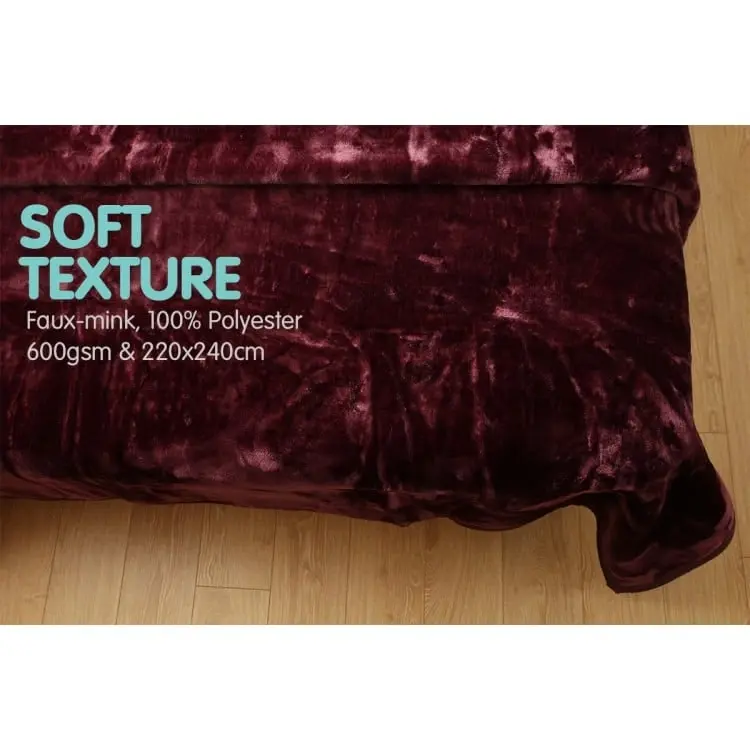 Laura Hill 600gsm Large Double Sided Faux Mink Blanket   Purple