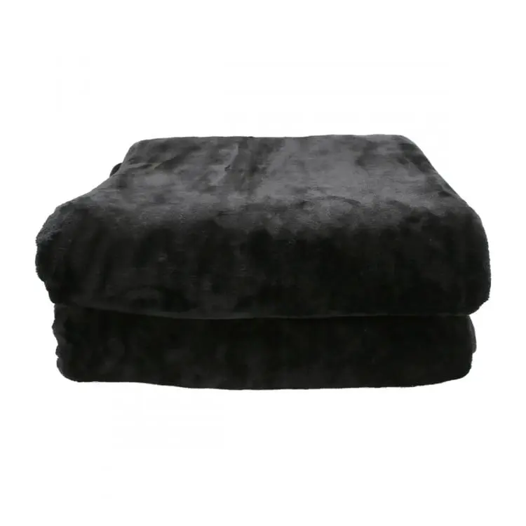 Laura Hill 600gsm Large Double Sided Queen Faux Mink Blanket   Black