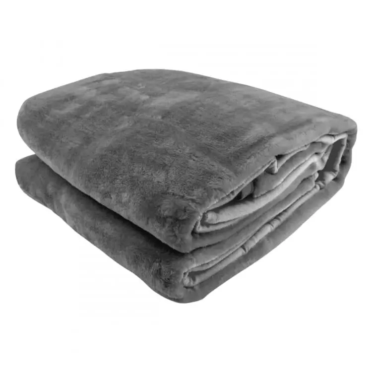 Laura Hill 600gsm Double Sided Queen Size Faux Mink Blanket   Pewter Silver