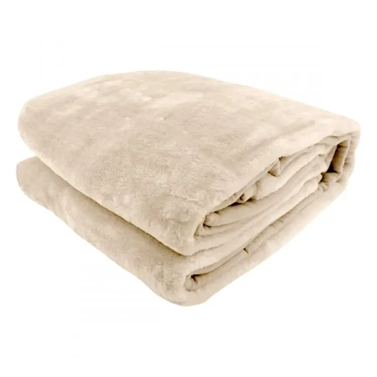 Laura Hill 800gsm Heavy Double Sided Faux Mink Blanket   Beige